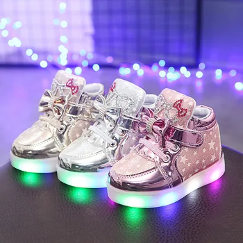 

Velcro Children's Flash LED Casual Sports Shoes Kids Shoes Girls Boys Sports Shoes Fashion Sequins Sports Shoes Lightning Shoes