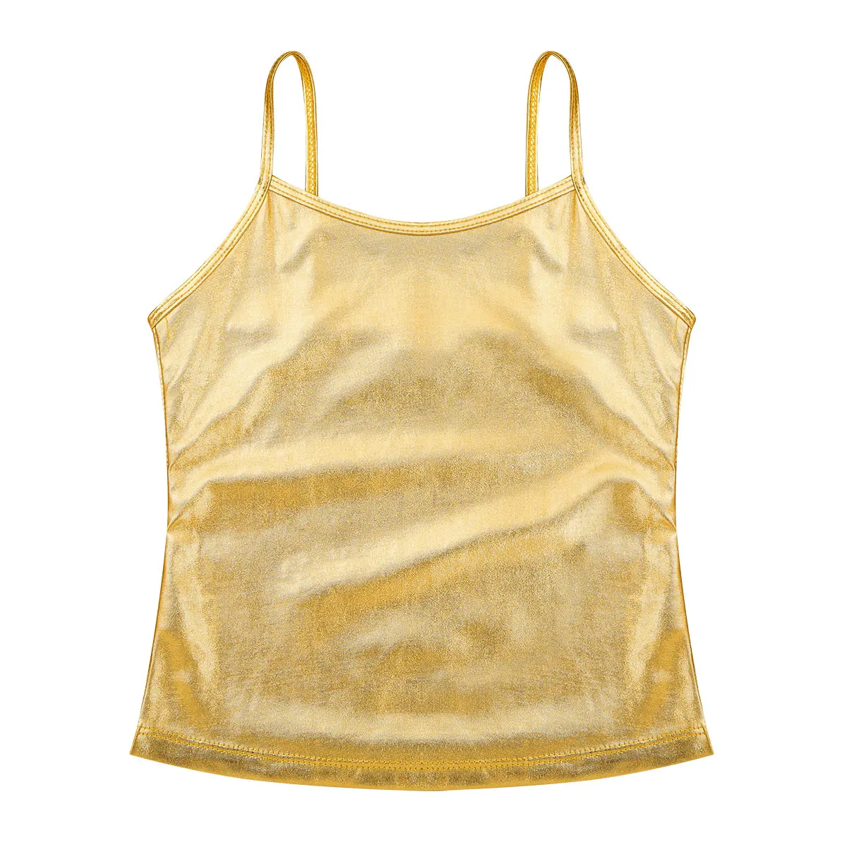 Big Girls Shiny Metallic Color Camisole Tank Top Gymnastics Leotard Ballet Dance Tank Tops Stage Modern Hip Hop Jazz Dancewear