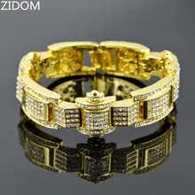 Позолоченный черный посеребренный мужской браслет в стиле хип-хоп со льдом, 3 см ширина, 23 см длинный браслет-цепочка, крутые браслеты, Прямая поставка