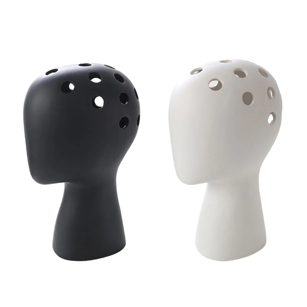 Ceramic Tabletop Wig Display Hair Mannequin Head Stand Model for Home Shop Decor