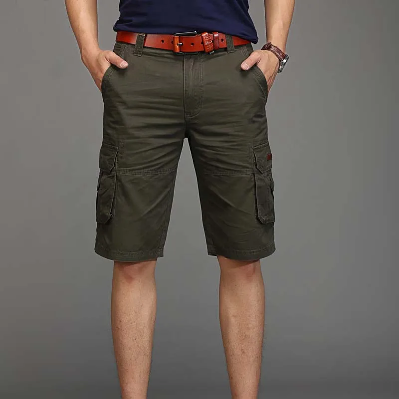 Army Green Бренд Tide, мужские шорты Карго с карманами, хлопковые прямые шорты, повседневные пляжные шорты, большой размер 31-44 - Цвет: Army Green