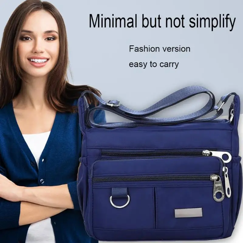 

New Fashion Handbag Multi-function Portable Women Large Shoulder Bags Multi Pocket Waterproof Oxford Solid Messenger Handbag