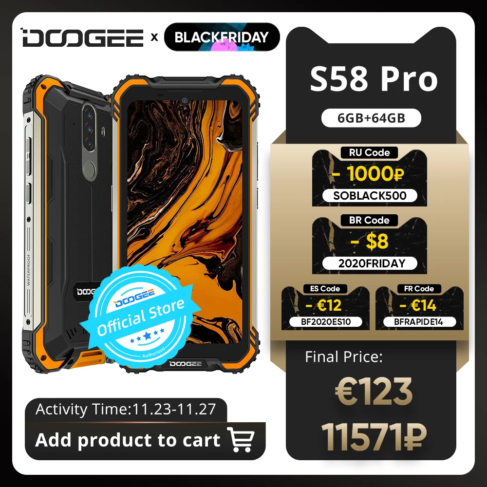 New DOOGEE S58 Pro Mobile Phone IP68/IP69K