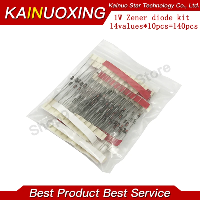 제너 다이오드 키트, 14 개 x 10 개 = 140 개, 1W, DO-41 3.3V-30V 부품, DIY 키트
