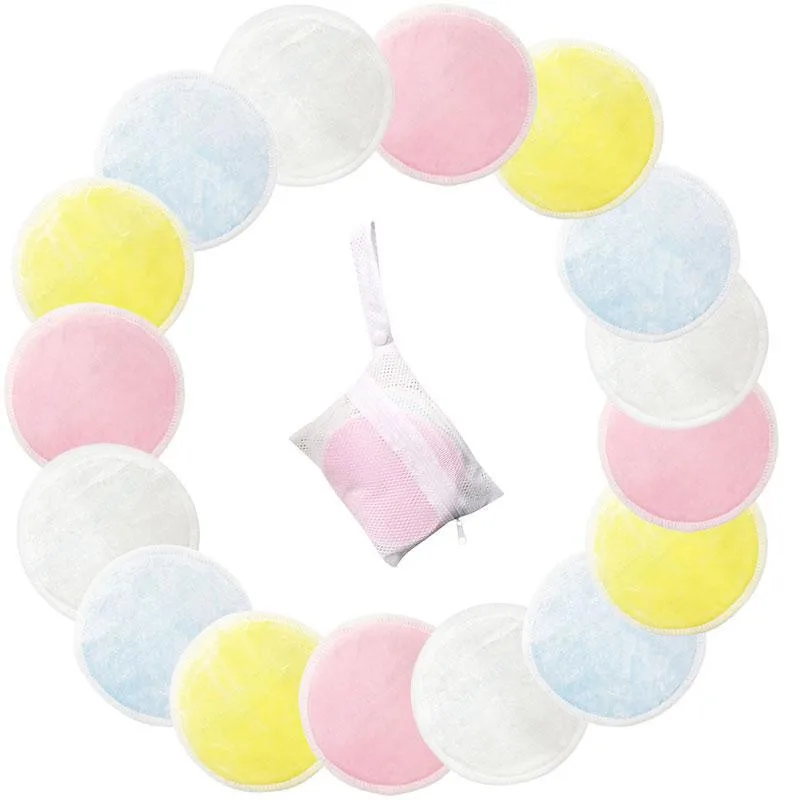 

Pcs Herbruikbare Katoenen Pads Make Up Facial Remover Dubbele Laag Veeg Pads Nail Art Cleaning Pads Wasbare Met Waszakken