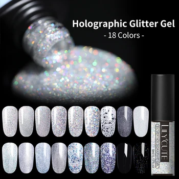 

LILYCUTE 5ml UV Gel Polish Laser Silver Glitter Sequins Gel Nail Varnish Soak Off Long Lasting Nail Art Gel varnish