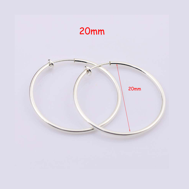 Diameter 2/4/6cm Ear Clips Rings Punk Women Non-Pierced Hoop Earrings Houndstooth Goth Fake Clip-On Circle Earrings Jewelry