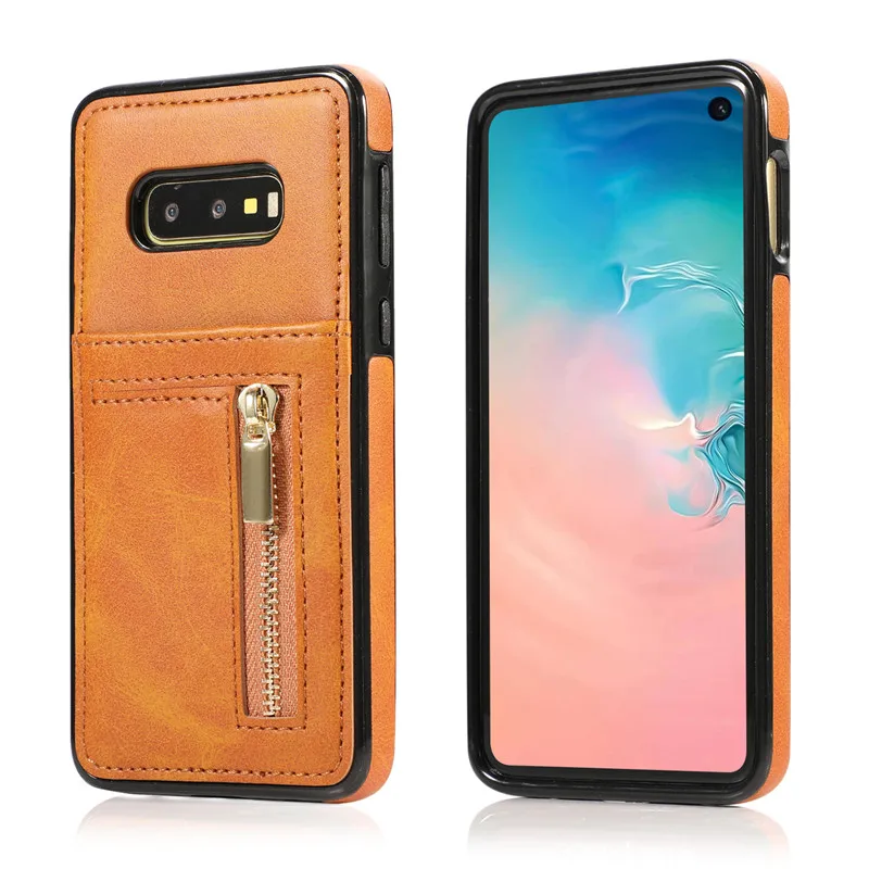Роскошный кожаный чехол на молнии для samsung S10E, чехол-кошелек для samsung Galaxy S10 S10Plus, Мягкий защитный чехол для телефона