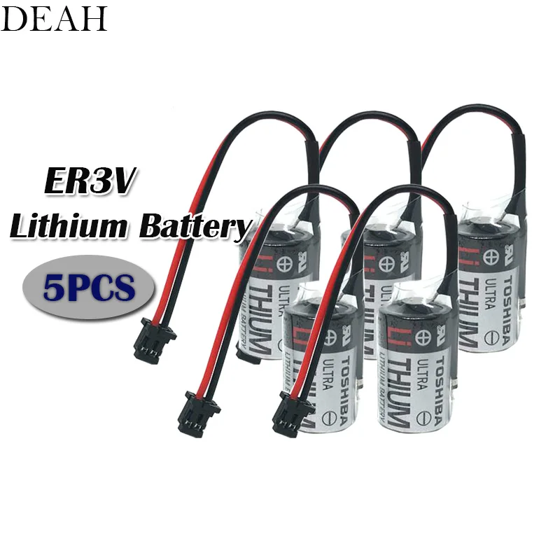 5 шт. Оригинальная батарея ER3V 3 6 V 1000mAh JZSP BA01 PLC литиевые батареи с черной вилкой для