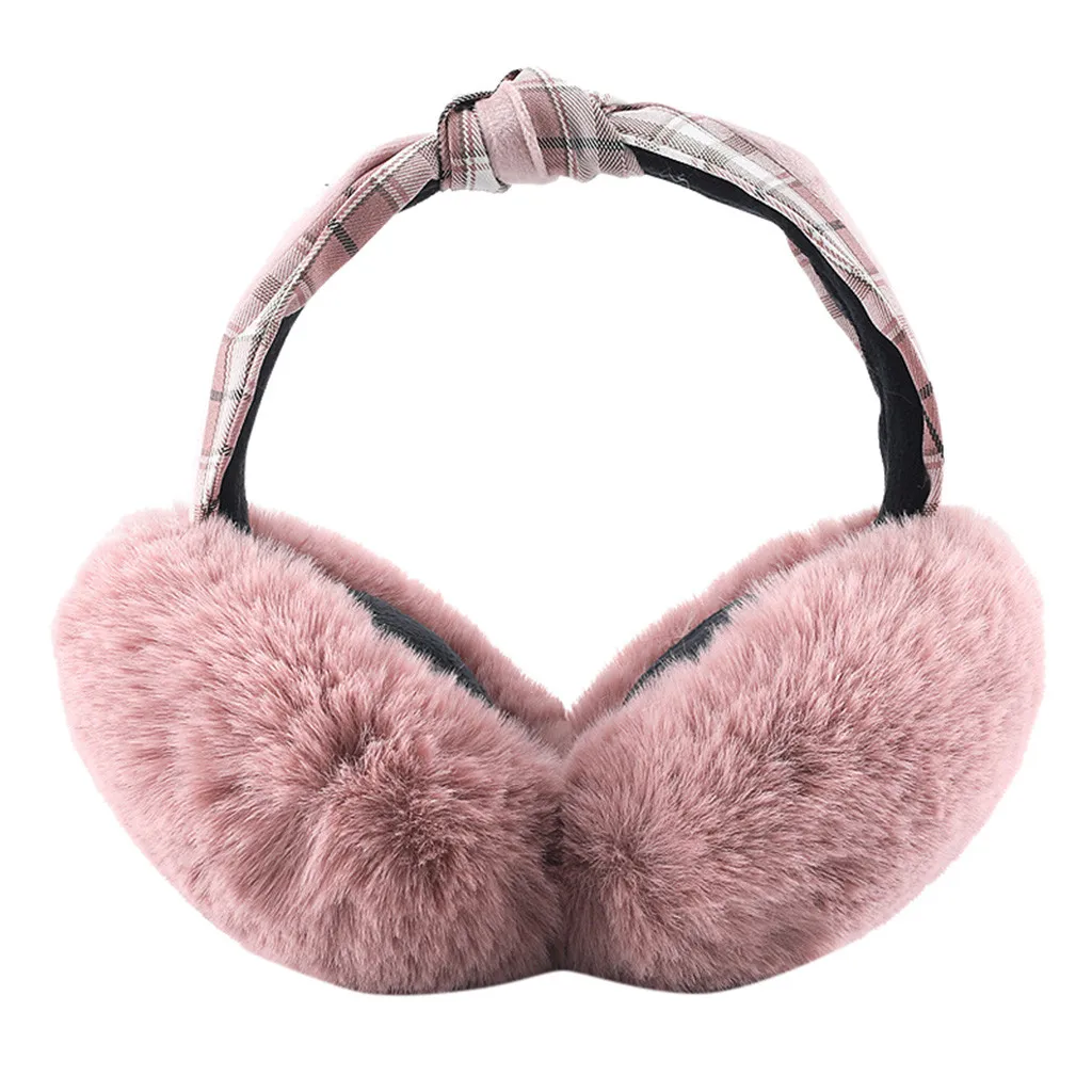 Pink JAYCOSIN наушники зимние аксессуары для женщин складные зимние наушники искусственный мех гамбургер теплые плюшевые наушники 1028 - Цвет: Pink