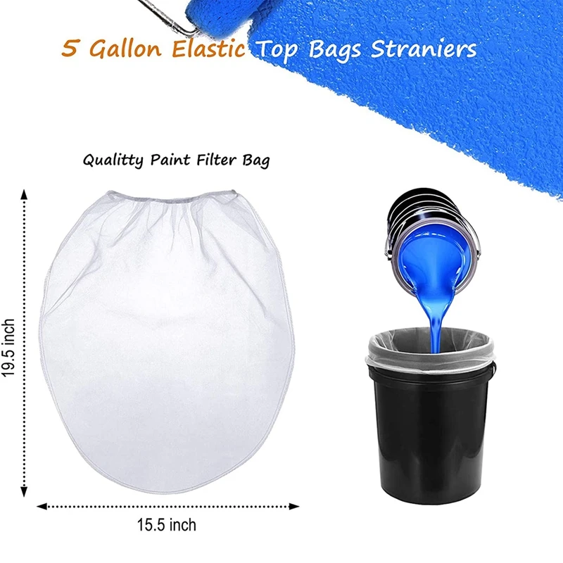 20 Pack Strainer Bag, 5 Gallon Paint Strainer With Elastic Top Opening White Fine Mesh Filters Bag For Paint Gardening CNIM Hot