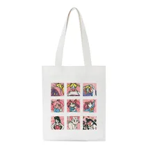 Сейлор Мун большая емкость Harajuku Повседневная Ulzzang женская сумка для покупок холщовая летняя японская мультяшная сумка на плечо сумка-тоут