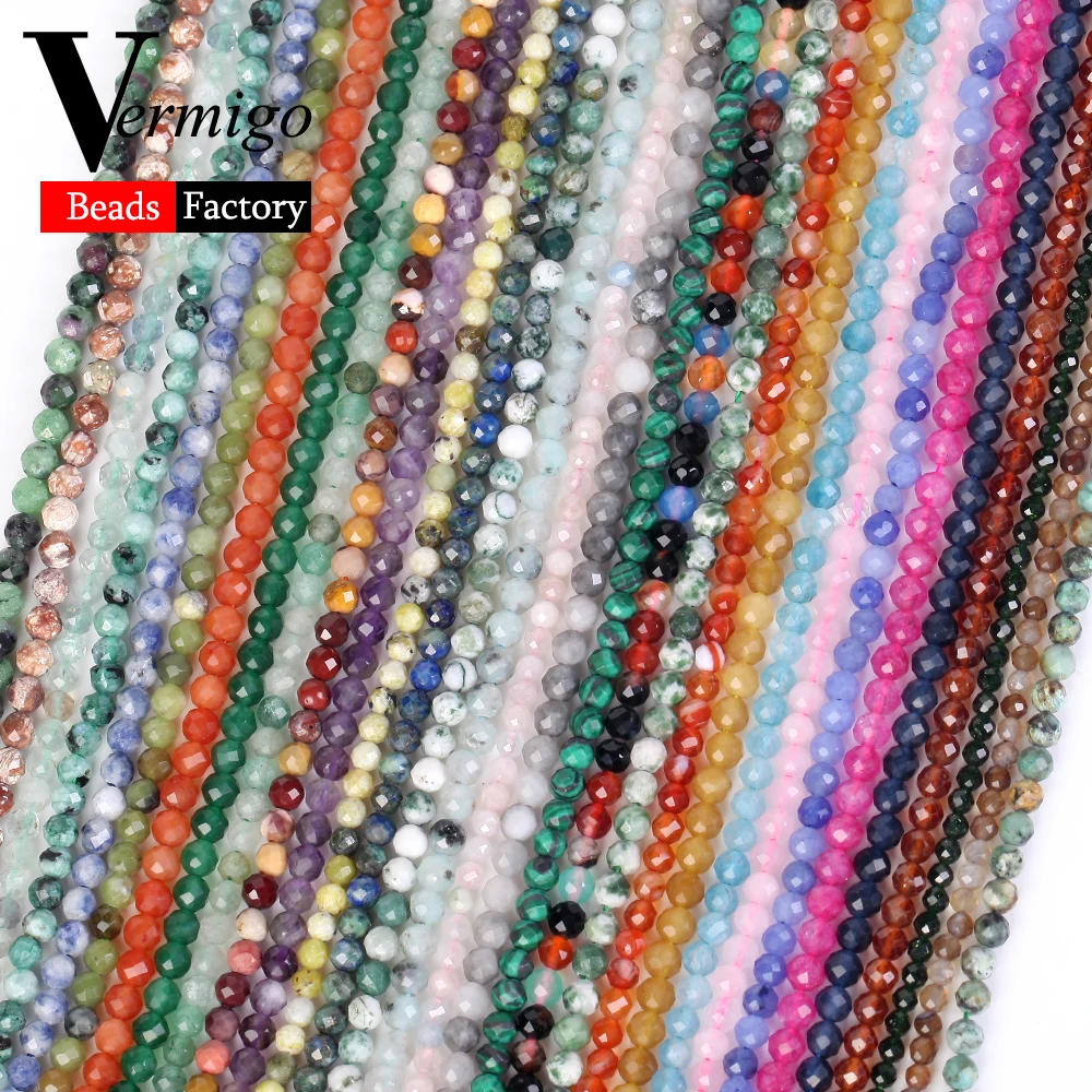 2/3/4mm Natural Stone Beads Faceted Amethysts Tourmaline Rose Quartzs Opal Agates Round for Jewelry Making Diy Bracelets | Украшения и