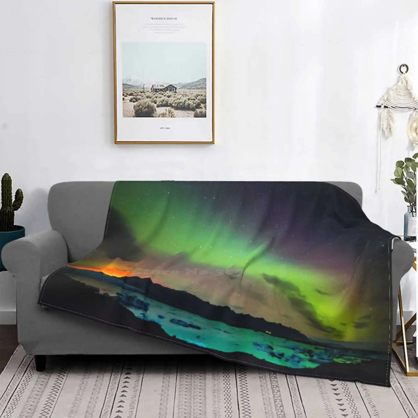 

Iceland Shaggy Throw Soft Warm Blanket Sofa / Bed / Travel Love Gifts Iceland Northern Lights Aurora Aurora Borealis Nature Euro