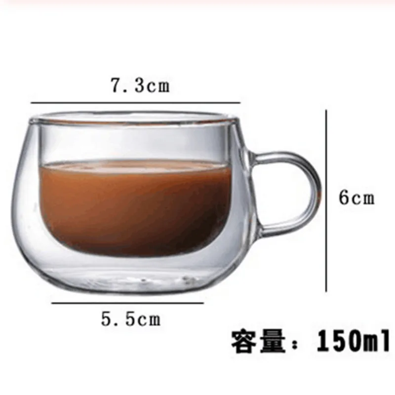 A 150ml Сердце в форме любви с двойными стенками Стеклянная Кружка устойчивая кунг-фу чайная кружка молочная чашка для лимонного сока посуда для напитков любовник кофейные чашки Кружка подарок - Цвет: A 150ml
