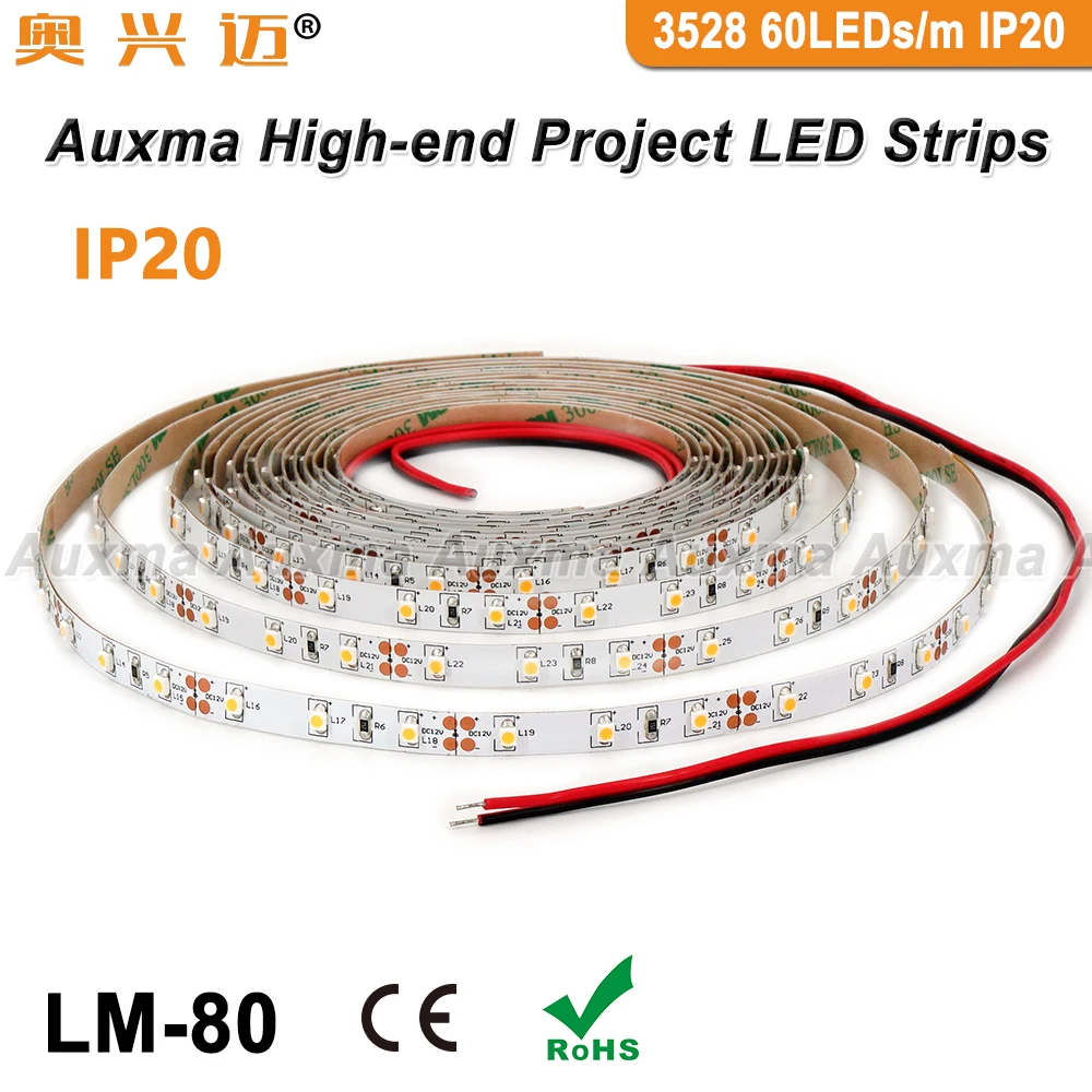 Светодиодная лента 3528 60LED s/m IP20 12 В/24 В 4 8 Вт/м 5m 300 светодиодный s/Reel не