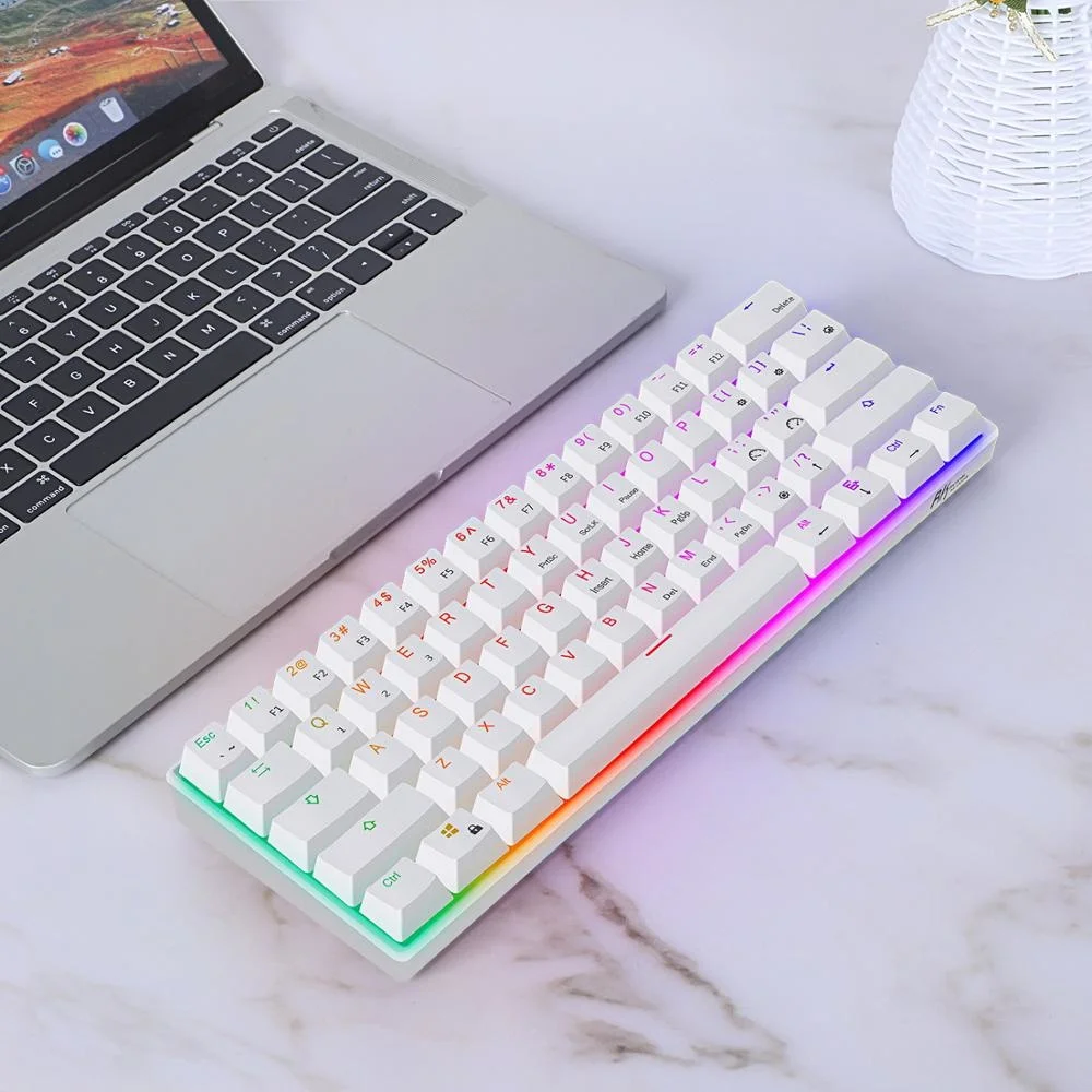 Фотомеханическая клавиатура bluetooth 2 4 ГГц мультидевайс rgb 61 клавиша компактная для