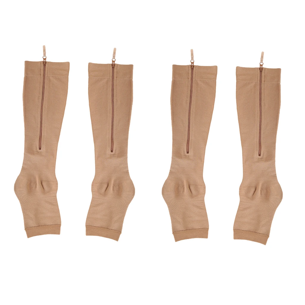 

2Pairs Soft Compression Socks Toe Open Leg Support Stockings Shaping Unisex