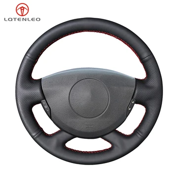 

LQTENLEO Black Artificial Leather Car Steering Wheel Cover For Renault Laguna 2001-2007 Vel Satis 2001-2005 Espace 2003-2008