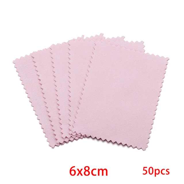 10-50pcs Polish Polishing Cloth Silver Color Cleaning  Polishing Cloth Soft Clean Wipe Wiping Cloth For Silver Gold Jewelry Tool Pink 6x8 50Pcs