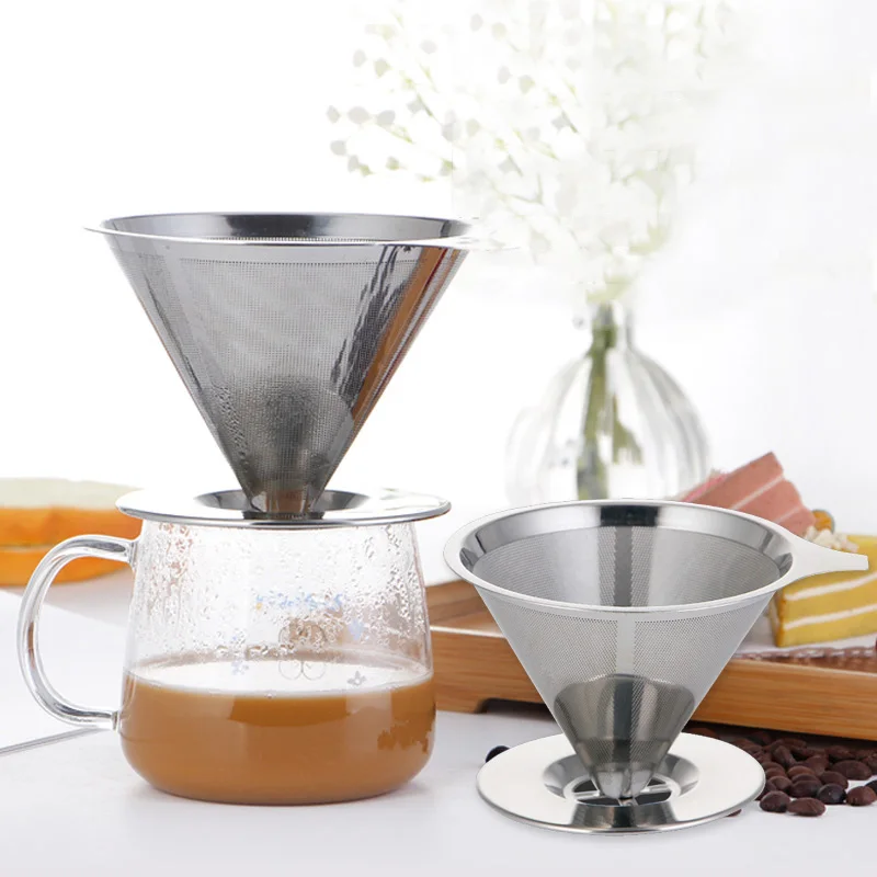 

Coffee Tea Filter Basket Tools Stainless Steel Coffee Filter Holder Pour Over Coffees Dripper Mesh 1PC SilverDouble Layer