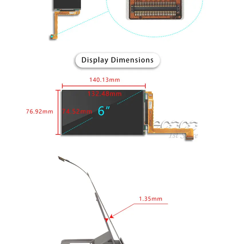 Wisecoco raspberry pi 3 display 6 Polegada