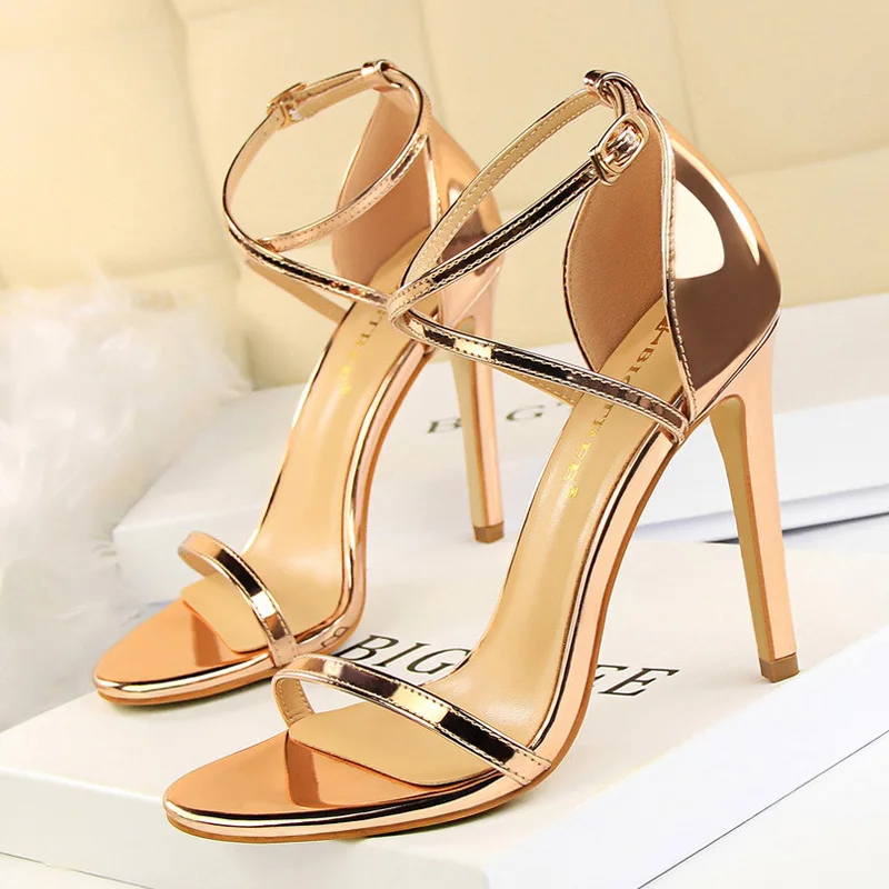 BIGTREE-zapatos de tacón alto con hebilla para mujer, Sandalias de tacón Stiletto de 11cm, sexys, para fiesta, 2020