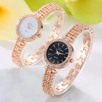 

Lvpai Fashion personality design Women Unisex Stainless Steel Rhinestone Quartz Wrist Watch L0819