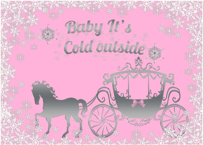 7x5FT Pink Silver Cinderella Carriage Coach Baby It Is Cold Outside Snow Custom Photo Backdrop Background Vinyl 220cm X 150cm |