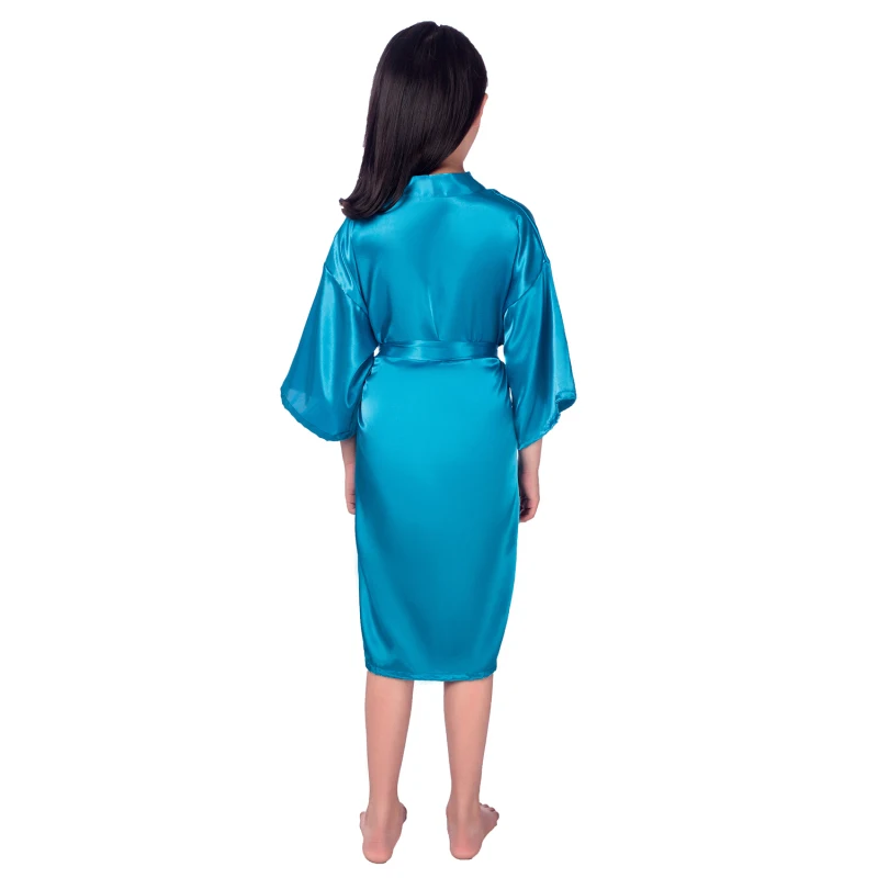 Girls Solid Silk Satin Kimono Robes Kids Children Bathrobe Sleepwear Bath Nightgown for Wedding Spa Party Birthday kids pajamas set,child bathrobe,kids robe