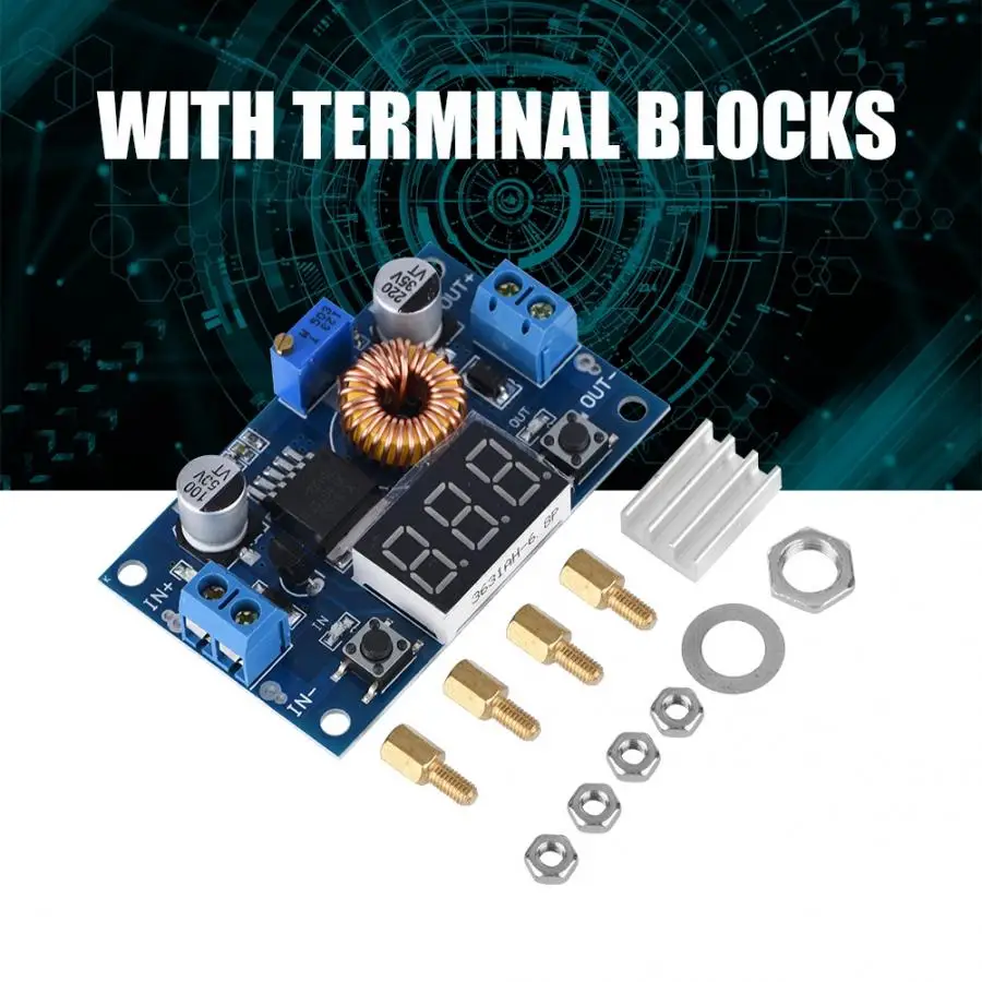 cable holder 5A 75W DC-DC Adjustable Step Down Buck Converter Module 4.0-38V to 1.25V-36V Voltage Regulator High Efficiency