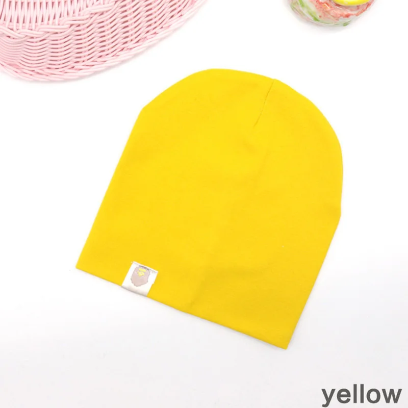 Новая детская шапка в стиле хип-хоп для уличных танцев, хлопковая шапка для малышей на весну и осень, шарф для мальчиков и девочек, зимняя теплая одноцветная детская шапка - Цвет: yellow