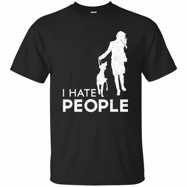 Черная футболка с надписью I Hate People Love Dog National Day S-3Xl Повседневная | Мужская одежда