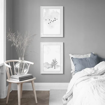 

Black White Tree birds Canvas Posters and Prints Minimalist Painting Wall Art Decorative Picture Nordic Style Home Decor