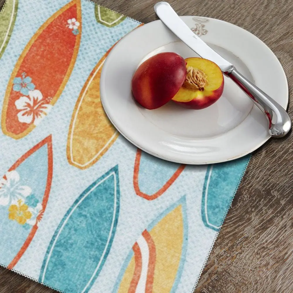Placemat for dining table CoastersSurf Is Life The Rest Is Details Polyster Cup Coffee Table Mats Kitchen 6pcs Home Decor