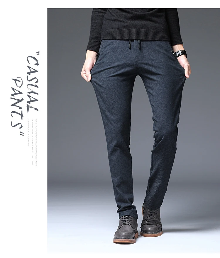 HCXY мужские брюки осень и зима новые толстые теплые большие размеры бизнес длинные брюки повседневные брюки мужские