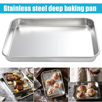 

Heavy Duty Stainless Steel Baking Pans Toaster Oven Pan Barbeque Grill Sheet Pan Hotel Sushi Cookie Sheet Free Shipping