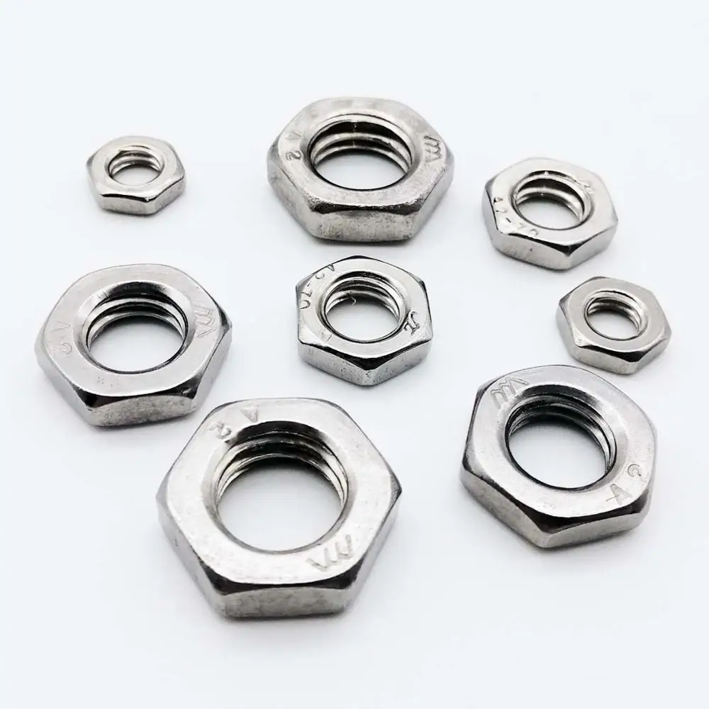 5/50pcs DIN439 GB6172 304 Stainless Steel Hex Hexagon Thin Nut Jam Nut for M2.5 M3 M4 M5 M6 M8 M10 M12 M14 M16 screw bolt