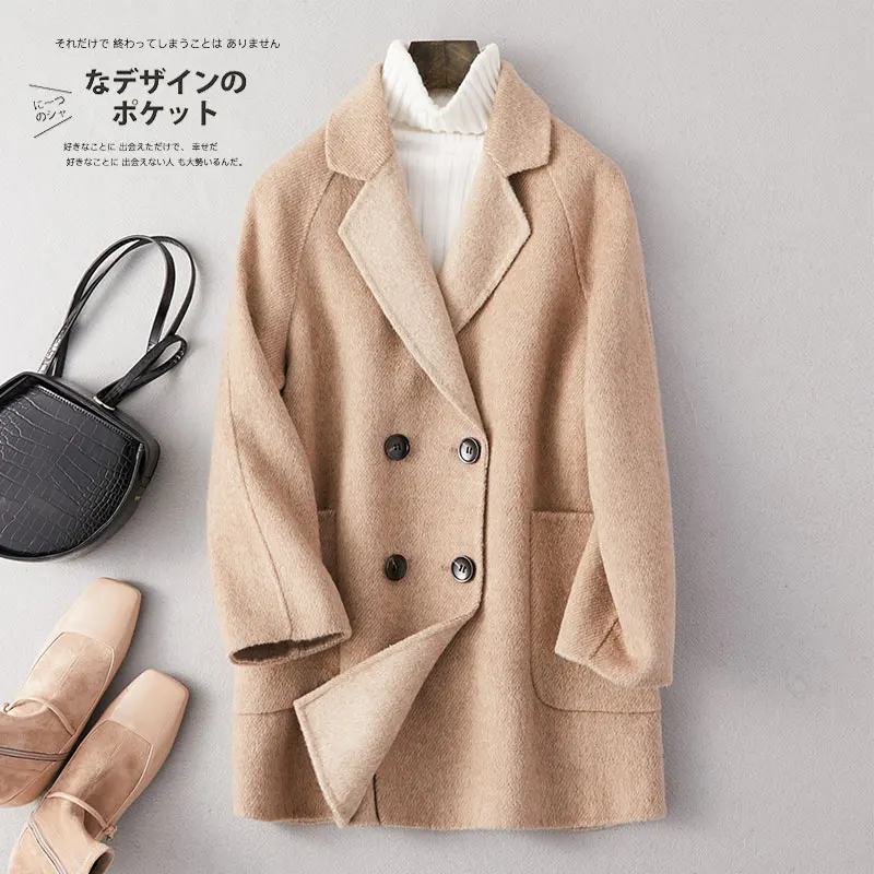 Khaki Tcyeek Элегантное зимнее пальто женские Abrigo Mujer корейские тонкие 90% шерстяные пальто женские кашемировая шерсть куртка Hiver 1911055 - Цвет: Khaki