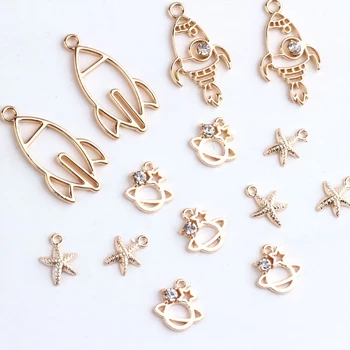 

10pcs Fashion Korea Alloy Cute Rocket Astronaut Star Earrings for Women Girls Materialpendant Diy Jewelry Accessories Wholesale