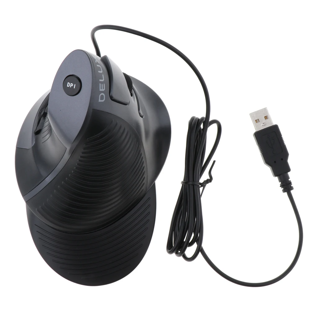 Эргономичная оптическая USB Проводная вертикальная мышь до 1600 dpi, 5 кнопок и колесо прокрутки