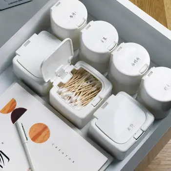

1pc Desktop Storage Box Case Cotton Pads Box Press Type Container Table Orgainzer Cosmetics Swab Q-tip Holder Makeup Organizer