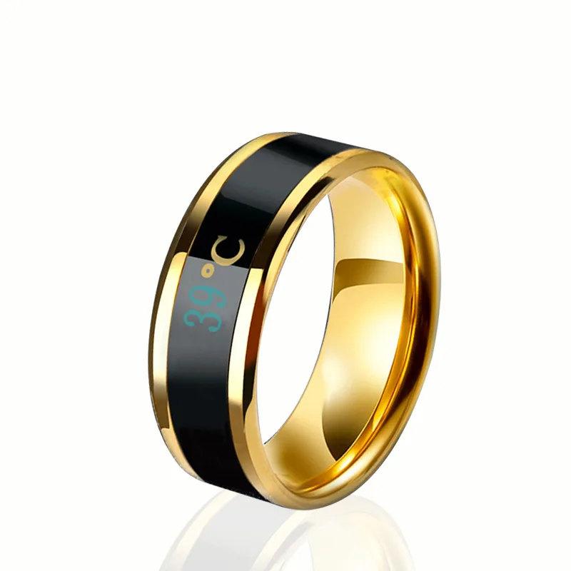 Dainzuy Intelligent Emotion Temperature Display Ring Mood Titanium Steel Mood Change Temperature for Couple Wedding Ring 