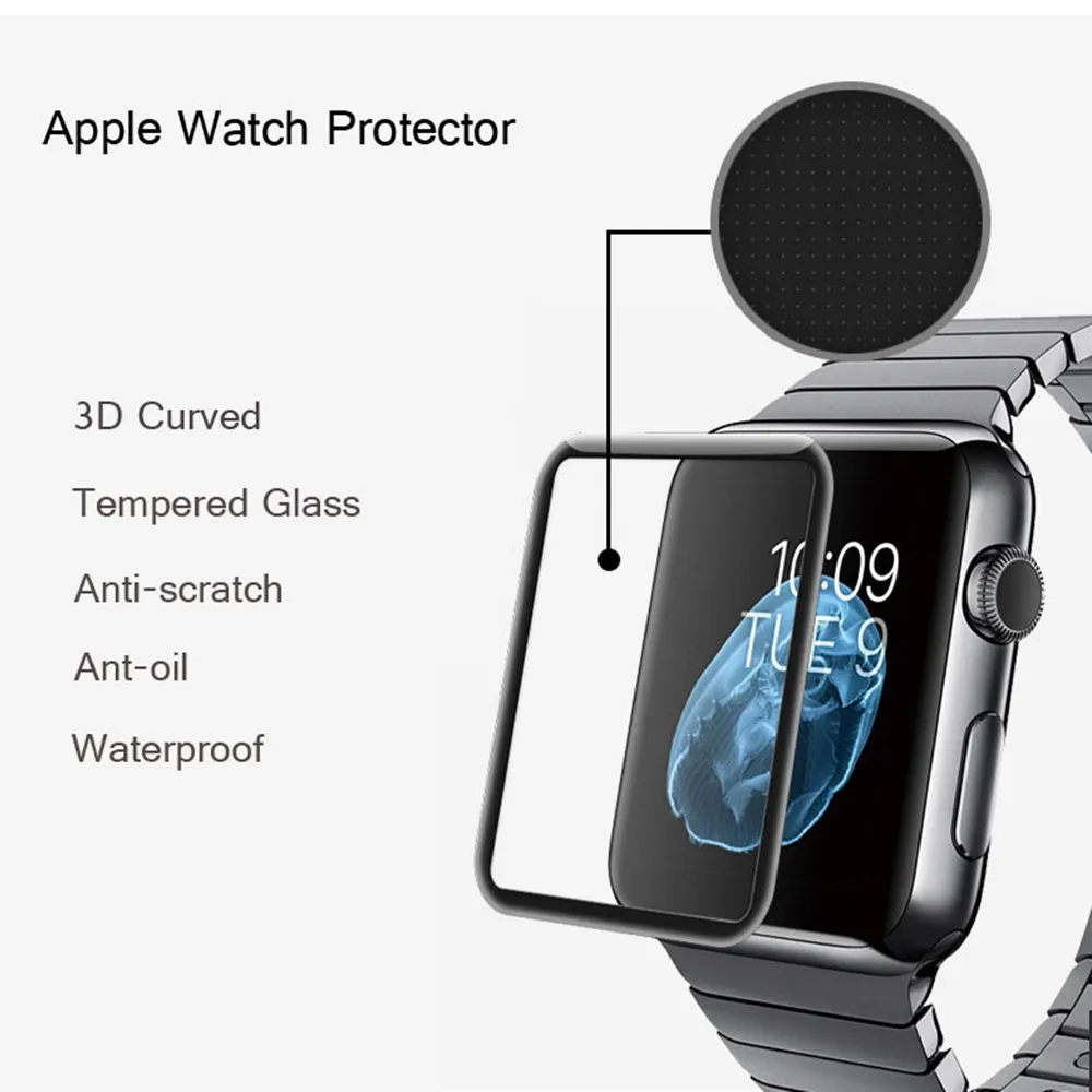 3D защитное закаленное стекло для Apple Watch Защита экрана для IWatch 4 3 2 полная изогнутая пленка для IWatch 38 мм 40 мм 42 мм 44 мм