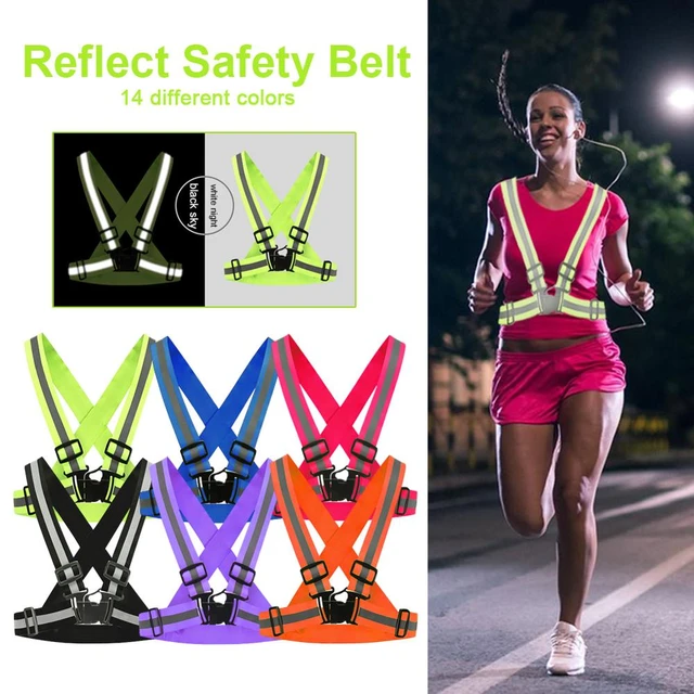 Gilet de sécurité réfléchissant jaune néon, équipement de course élastique  et réglable haute visibilité, ceinture pour