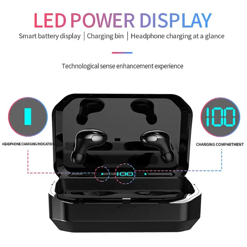 G12 TWS Bluetooth 5 0 Wireless Headset with Microphone Touch Control High fidelity Digital Display Earbuds with Charge Box