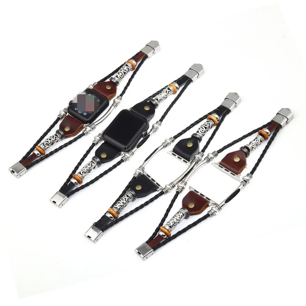 Винтажный ремешок для часов из искусственной кожи Apple Watch Series6 5 4 3 плетеный