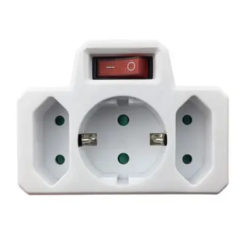 

European Conversion Plug 250V 16A Power Adapter 1 to 3 Way Socket with Switch 449C