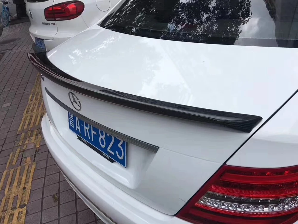 W204 C250 C300 C63 Реальные углеродного волокна автомобилей спойлер заднего багажника, крыла для Mercedes Benz 2008- 4 ПВХ окон и дверей Стиль крыло Spolier