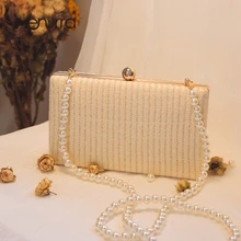 Модная женская Соломенная мессенджер, сумки, вязаный стиль, винтажный жемчужный клатч на цепочке, маленький кошелек, вечерние сумки для свадебной вечеринки